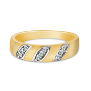 14K Solid Gold CZ Men's Band Ring