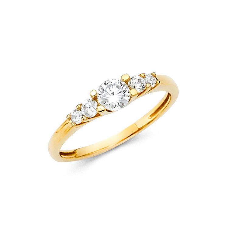 14K Solid Gold Round Cut CZ Wedding Engagement Ring