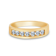 14K Solid Gold CZ Men's Band Ring