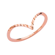 14K Solid Gold V Shape Diamond Cut Stackable Ring
