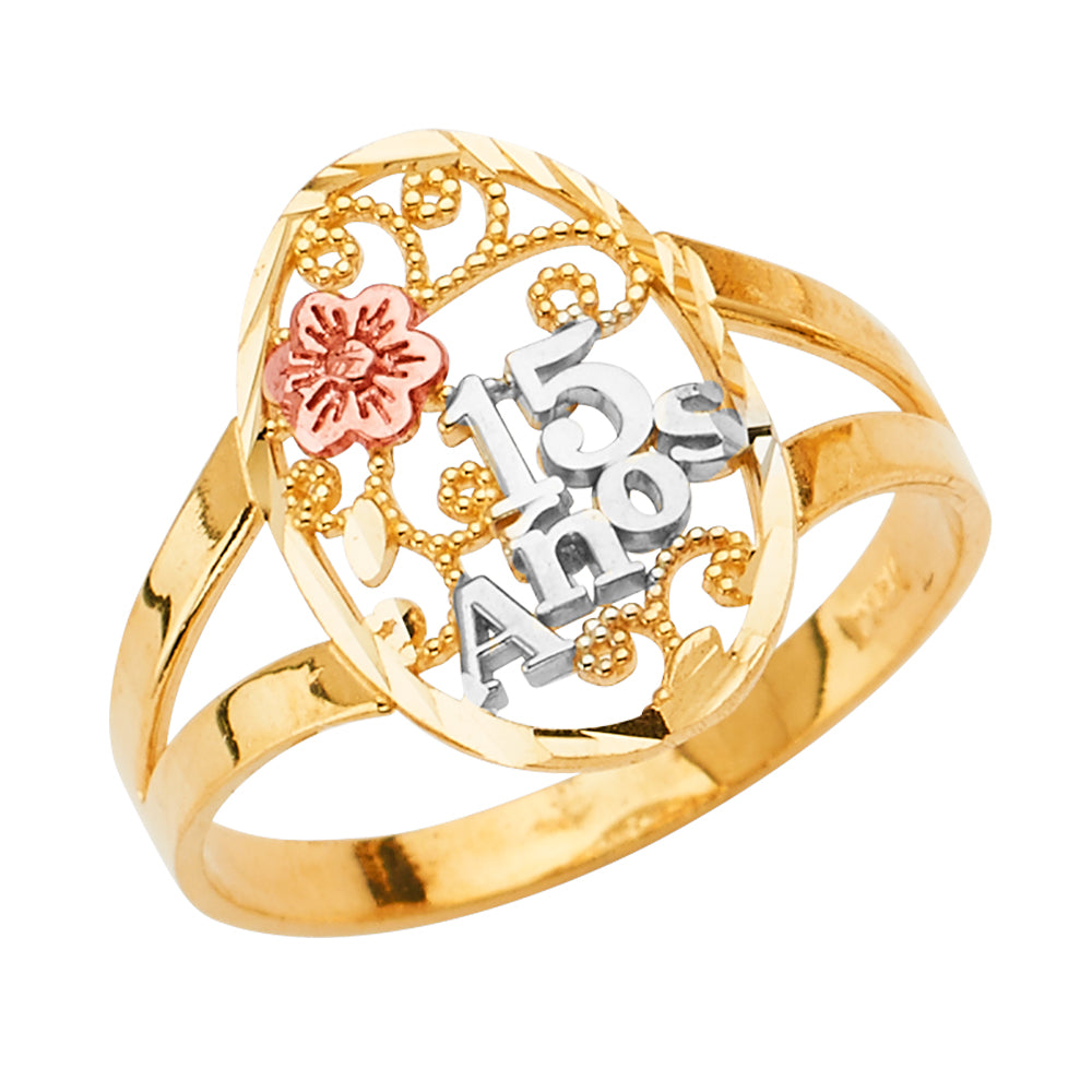 【しー】Nissy SoireeO フラワーリング　GOLD 15号 14K Solid Gold Quinceanera Flower Ring – Ioka Jewelry