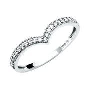 Ioka -14K  Solid Yellow Gold OR White Gold CZ V Shape Braided or Twisted Rope Stackable Band Ring