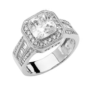 14K Solid Gold Princess Cut CZ Wedding Engagement Ring