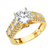 14K Solid Gold Round Cut CZ Solitaire Women's Engagement Wedding Ring