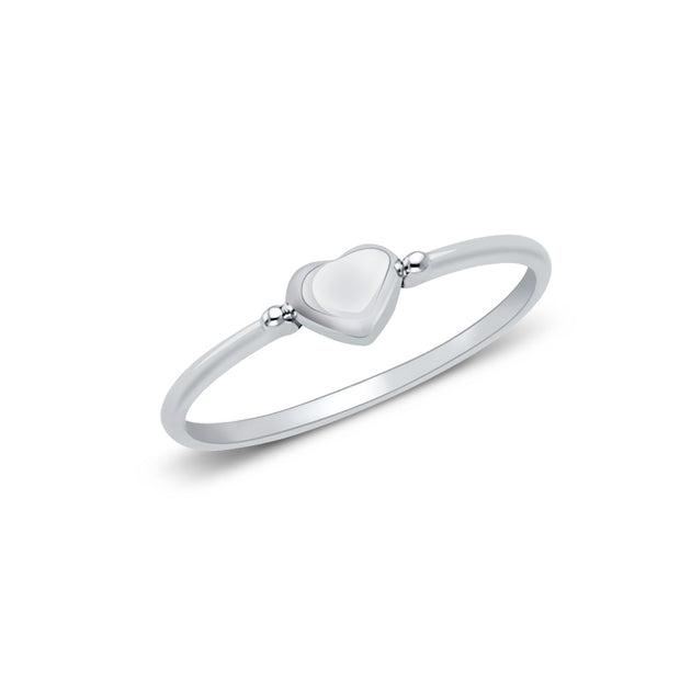 14K Solid Gold Simple Plain Full Heart Ring