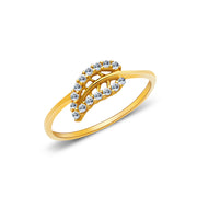 14K Gold Fancy Leaf CZ Ring