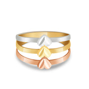 14K Solid Gold Triple Heart Semanario Ring