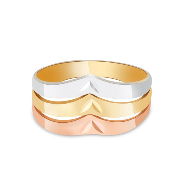 14K Solid Gold Triple Semanario Ring