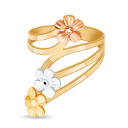 14K Solid Gold Triple Flower Ring
