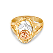 14K Solid Gold Rose Flower Ring