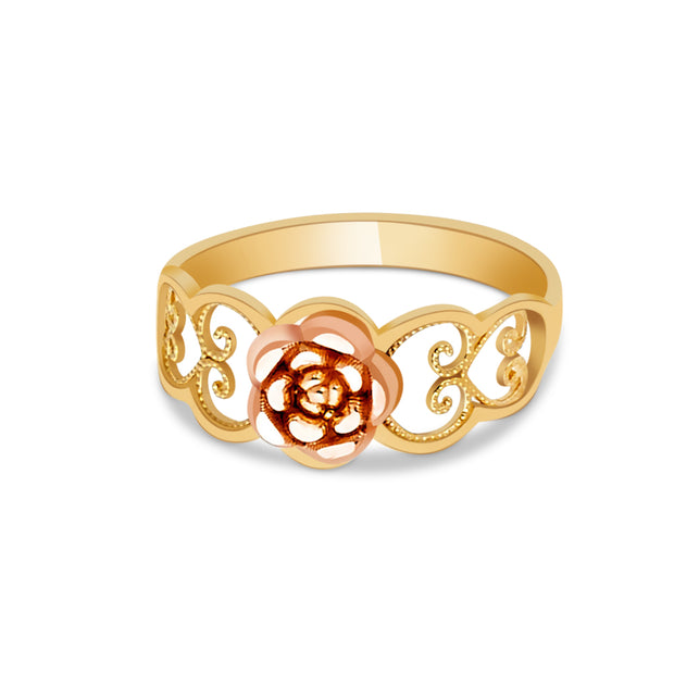 14K Solid Gold Flower Ring