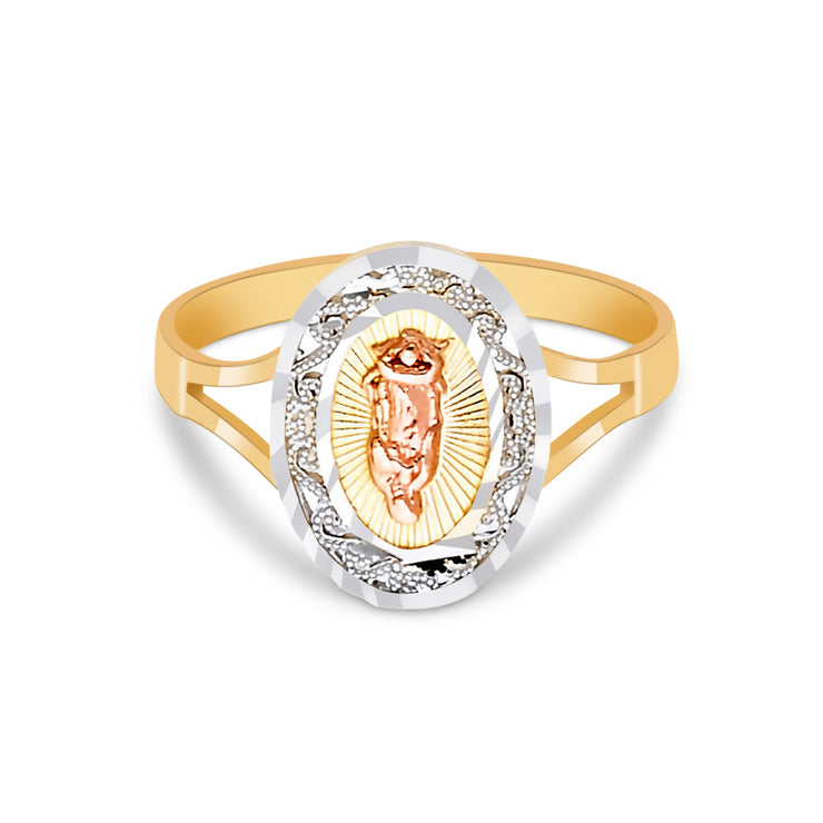 14K Solid Gold Religious Ring