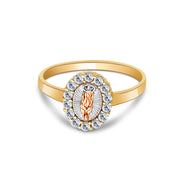 14K Solid Gold CZ Religious Ring