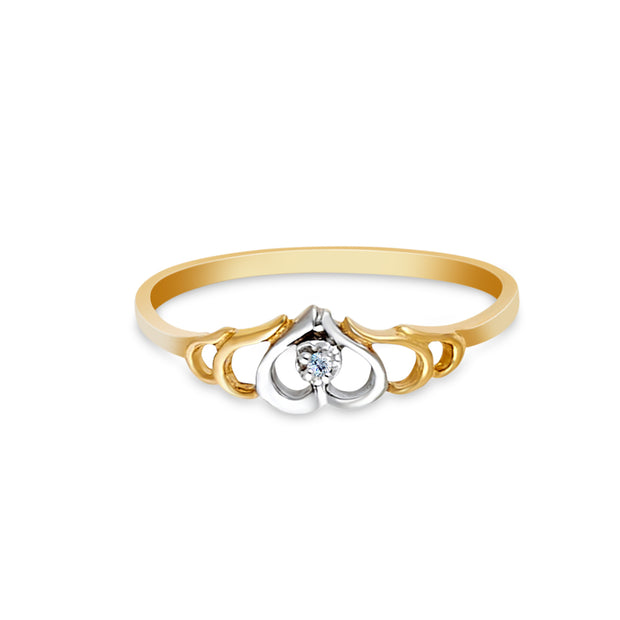 14K Solid Gold Heart CZ Ring