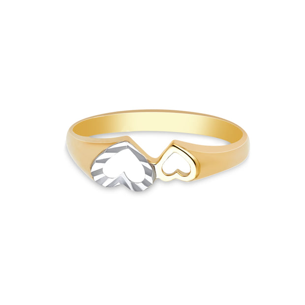 14K Solid Gold Dual Heart Ring