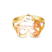 14K Solid Gold Sweet 15 Years Birthday Quinceanera Ring