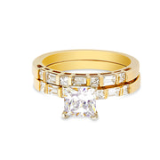 14K Yellow Solid Gold 1 Ct. Princess Cut Cubic Zirconia CZ Wedding Set