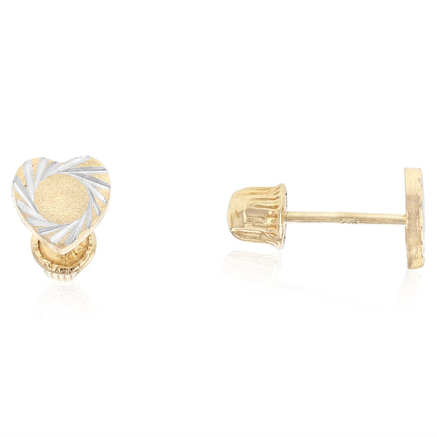 14K Gold Heart Stud Earrings