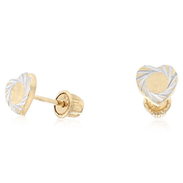 14K Gold Heart Stud Earrings