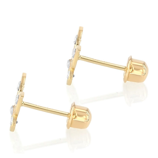 14K Gold CZ Butterfly Stud Earrings