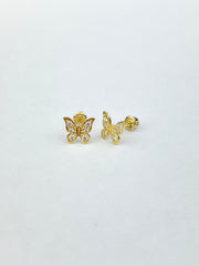 14K Gold CZ Butterfly Stud Earrings for child/women