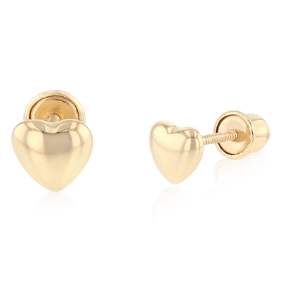 14K Gold Heart Stud Earrings