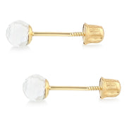 14K Gold Rainbow Round Stud Earrings