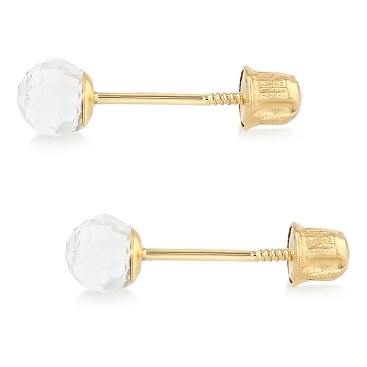 14K Gold Rainbow Round Stud Earrings