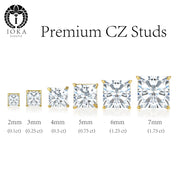 affordable everyday wear cubic zirconia gold stud earrings in various sizes they suit all outfits perfect wear of formal office party glam and date nights perfect replacement for expensive diamond studs comfortable earrings for all skin types