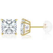 14K Gold Round Solitaire Cubic Zirconia CZ Stud Push Back Earrings