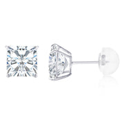 14K Gold Square Solitaire Princess Cut Cubic Zirconia CZ Stud Push Back Earrings