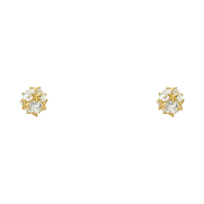 14K Gold CZ Sphere Stud Earrings (5mm)