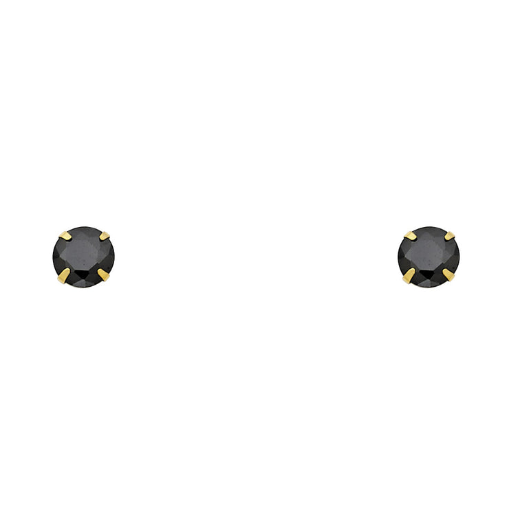 14K Gold CZ Round Stud Earrings (5mm)