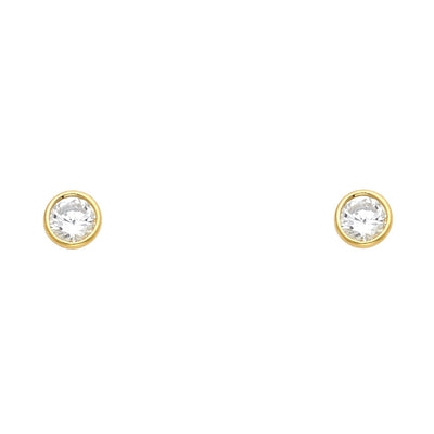 14K Gold Birthstone CZ Stud Earrings (5mm)