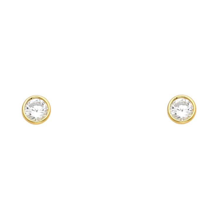 14K Gold Birthstone CZ Stud Earrings (5mm)