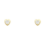 14K Gold Birthstone Heart Cut CZ Stud Earrings (5mm)
