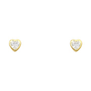 14K Gold Birthstone Heart Cut CZ Stud Earrings (5mm)