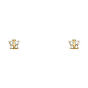 14K Gold CZ ButterFly Stud Earrings