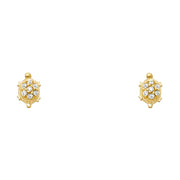 14K Gold CZ Turtle Lucky Charm Stud Earrings