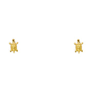 14K Gold Turtle Lucky Charm Stud Earrings