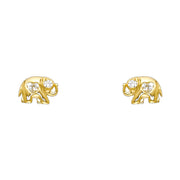 14K Gold Heart Cut CZ Elephant Stud Earrings