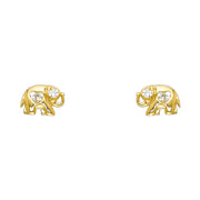 14K Gold Heart Cut CZ Elephant Stud Earrings