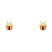 14K Gold Lady Bug Stud Earrings
