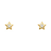 14K Gold CZ Star Stud Earrings