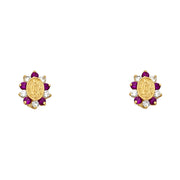 14K Gold CZ Guadalupe Stud Earrings