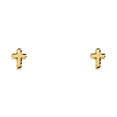 14K Gold Jesus Christ Cross Stud Earrings