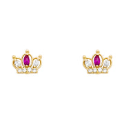 14K Gold Crown or Tiara Stud Earrings