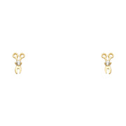 14K Gold CZ Scissors Earrings