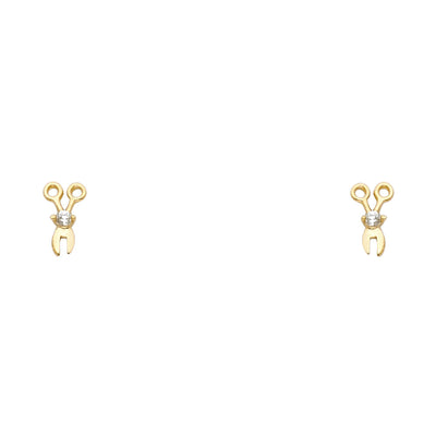 14K Gold CZ Scissors Earrings