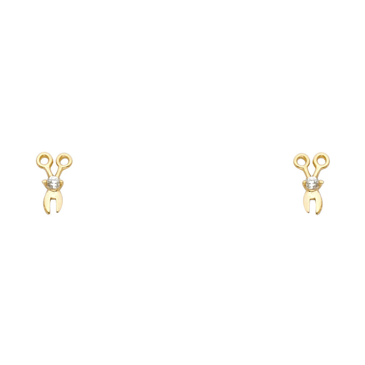 14K Gold CZ Scissors Earrings